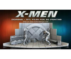 X Men / Deadpool Diorama Stampa 3D Resina Dimensione 18Cm (Non Dipinto)