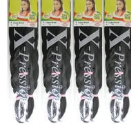 X-Pression 1B XPRESSION LAGOS - Extension per capelli pre-tirate, confezione da 4, 106 e 116 cm, colore 1B, nero naturale, 4 pezzi