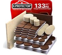 X-PROTECTOR Feltrini per mobili in due colori, 133 pezzi, marrone 106 + beige, 27 diverse misure, migliori protezioni per pavimenti in legno e laminato