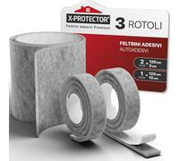 X-Protector Set di 3 rotoli feltrino autoadesivi - 120 x 10 cm (1) e 120 x 2 cm (2) - Protezione pavimento per sedie