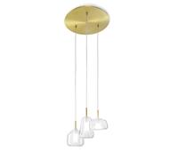 X-RAY LAMPADARIO A SOSPENSIONE 3 LUCI COMPOSIZIONE MISTA COLORE TRASPARENTE ATTACCO G9 STRUTTURA ORO TONDA