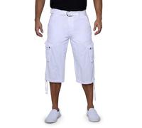 X Ray Men's Belted Long Cargo Shorts for Men, Below Knee Length Mens Cargo Shorts, 3/4 Pants (Big And Tall Shorts for Men) White 52