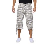 X Ray, Pantaloncini Cargo Lunghi da Uomo con Cintura, Lunghezza sotto Il Ginocchio, Pantaloni a 3/4, Pantaloncini Grandi e Lunghi per Uomo, Mimetico Bianco., 58