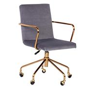 X Rocker ACEssentials Logan Sedia girevole da scrivania, base placcata oro a 5 stelle, seduta regolabile, 52 x 61,5 x 91,5 cm, grigio e oro
