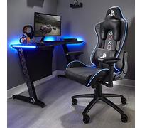 X Rocker Amarok Playstation-Sedia ergonomica da Gaming, da Ufficio, con braccioli 3D e Illuminazione a LED, Girevole e Regolabile in Altezza Fino a 120 kg, Pelle Sintetica, Nero, 86 x 70 x 33 cm
