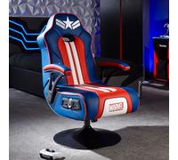 X-Rocker Marvel Captain America 2.1 - Sedia da gioco con piedistallo audio stereo - connettività Bluetooth, vibrazione reattiva, base pieghevole, in similpelle facile da pulire per bambini e ragazzi