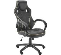 X Rocker Maverick Sedia da Gioco, Sedia da Ufficio Ergonomica con Schienale Centrale, Pelle PU, Base Girevole Regolabile in Altezza con Curva di Supporto Lombare Naturale, Nero e Oro