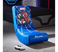 X-Rocker Sedia da gioco ufficiale Marvel Spider-Man Video Rocker per ragazzi, sedile a dondolo pieghevole, con licenza Spiderman, sedile da gioco in ecopelle, per bambini Hero - Spider Man Edition BLU