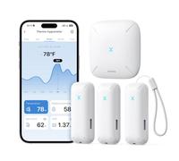 X-Sense Igrometro WiFi per interni con stazione base SBS50, termometro igrometro intelligente con notifica app, sensore di temperatura per il monitoraggio della temperatura ambiente, 3 sensori e 1