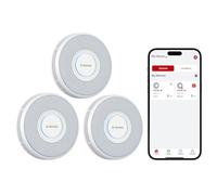 X-Sense Rilevatore di fumo connesso Wi-FI, allarme antincendio con avvisi vocali in francese, 17 scomparti, batteria sostituibile, spessore 33 mm, XS0B-iR, confezione da 3