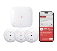 X-Sense SWS54 - Rilevatore di perdite d'acqua Wi-Fi, allarme intelligente con sensore di acqua con raggio di trasmissione di 518,2 m, per cucine, cantine, bagni, 3 rilevatori d'acqua e 1 stazione
