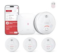 X-Sense SD11-MR31 - Rilevatori di fumo intelligenti con 10 anni di autonomia e supporto magnetico con stazione base SBS50, 4 pezzi