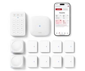 X-Sense Sistema di Allarme WiFi con App per Casa e Appartamento, Sistema di Allarme Smart con Sensore per Porta e Finestra, Sensore di Movimento, Tastiera con Tasto Panico, Incluso Stazione Base, AS12