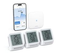 X-sense termometro digitale igrometro interno, mini termometro Wi-Fi con App, gamma di comfort personalizzata, indicatore smiley, 3 Sensori e 1 Stazione Base SBS50, STH0A31