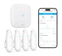 X-Sense Termometro Igrometro WLAN Interno, Monitoraggio Temperatura e Umidità via App, Esportazione Dati Gratuita, Compatibile con Alexa, 4 Sensori + 1 Stazione Base, STH55