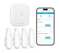 X-Sense Termometro Igrometro WLAN Interno, Monitoraggio Temperatura e Umidità via App, Esportazione Dati Gratuita, Compatibile con Alexa, 4 Sensori + 1 Stazione Base, STH55