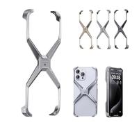 X Shape Anti-Fall Bare Phone Case, X Shaped Metal Frame for iPhone, Metal Corner Pad Anti-Fall Phone Case, Hollow Frameless Cooling Case for iPhone 16 15 14 13 PRO Max (13 PRO,Silver)