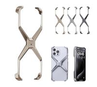 X Shape Anti-Fall Bare Phone Case, X Shaped Metal Frame for iPhone, Metal Corner Pad Anti-Fall Phone Case, Hollow Frameless Cooling Case for iPhone 16 15 14 13 PRO Max (15 PRO Max,Gold)