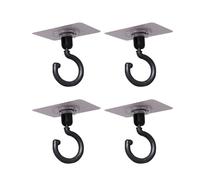 X-SHIYUN Confezione da 4 ganci adesivi da soffitto rotanti a 360°, ganci adesivi da parete, impermeabili, ganci autoadesivi resistenti per bagno e cucina (nero)