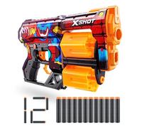 X-Shot Skins Dread Blaster - Poppy Playtime (Toony) di Zuru, con 12 freccette, doppia canna girevole, tecnologia Air Pocket, giocattolo in schiuma per bambini, ragazzi e adulti