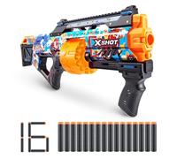 X-Shot Skins Last Stand Blaster - Moderna Sonic Skin di ZURU Sonic The Hedgehog Design con 16 freccette, Slam Fire Action, tecnologia Air Pocket Dart, giocattolo in schiuma per bambini,