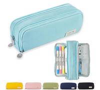 X SIM FITNESSX Astuccio portapenne con 3 scomparti, per bambine e ragazze, per la scuola e l’ufficio (blu chiaro)