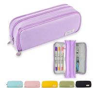 X SIM FITNESSX Astuccio portapenne con 3 scomparti, per bambine e ragazze, per la scuola e l’ufficio (Viola)