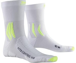 X-Socks 4.0 MTB Control - Calzini unisex idrorepellenti per mountain bike in tutte le stagioni, per un comfort e una protezione avanzati durante le escursioni in montagna - Bianco/Giallo, 39-41