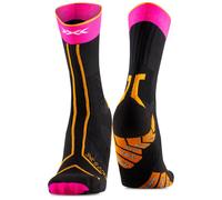 X-Socks - Calzini trail running - Trailrun Terraskin Expert Crew Black/Fluo Pink/Blazing Orange - Taglia 35-38 - Rosa