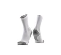 X-Socks Run Discover Crew Calzini - Ventilazione Ottimale e Stabilizzazione per Runner, Canale di Aerazione, Supporto Muscolare e Comfort per Lunghe Distanze - Bianco artico/Grigio perla, 39-41