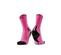 X-Socks Run Discover Crew Calzini - Ventilazione Ottimale e Stabilizzazione per Runner, Canale di Aerazione, Supporto Muscolare e Comfort per Lunghe Distanze - Rosa fluo/nero, 42-44