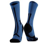 X-Socks Trailrun Discover Crew Calzini - Traspirante & Protettivi per Trail Running - Protezione Tendine d'Achille & Ristoro, Canale di Aerazione - Blu/Nero, 42-44