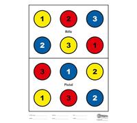X-Targets Target per bersaglio, 50 x 70 cm, carta 120 g/m², specifica per la formazione di tiro, zone colorate con numeri per un allenamento efficace (40 pezzi)