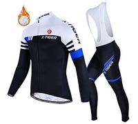 X-TIGER Ciclismo Inverno Termico Vello Completo Giacca Maglia Maniche Lunghe Maglietta Manica da Uomo 5D Gel Pantaloni Lunghi con Pettorina Set di Abbigliamento Ciclista