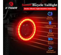 X-TIGER fanale posteriore per bicicletta intelligente luce di stop con sensore a LED impermeabile luce di avvertimento di sicurezza per ciclismo Super luminosa