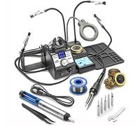 X-Tronic 3060-PRO • 75W Soldering Iron Station Kit • 5 Extra Tips • Mini Mag Lamp • 4 Helping Hands • Solder Sucker • Tweezers • 50g Solder • Brass Sponge w/Flux • Sleep Func, °C/°F, 3 Temp Presets!