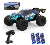 X-Verse 1:14, 100 km/H, auto telecomandata, 4 WD, impermeabile, motore senza spazzole, 2,4 GHz, All Terrain Offroad RC Truck Truggy per adulti - 3 batterie (blu)