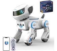 X-Verse RC Robot Cane per Bambini Giocattolo telecomandato, Voce e Interagire, Danza programmabile Musica Robot Cane, Regali per Ragazzi, Ragazze 3-12 Anni (Bianco)