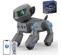 X-Verse RC Robot Cane per Bambini Giocattolo telecomandato, Voce e Interagire, Danza programmabile Musica Robot Cane, Regali per Ragazzi, Ragazze 3-12 Anni (Grigio)