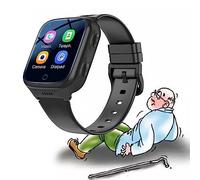X&Z-XAOY Dispositivi Di Allerta Caduta Neri Smartwatch Per Il Rilevamento Delle Cadute Degli Anziani Con Pulsante Di Emergenza SOS/videochiamata HD/impermeabilità IPX7