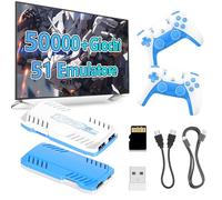 X10 Pro Console di gioco retrò, oltre 50.000 giochi classici, 51 emulatori, stick di gioco 4K HD, doppio controller wireless 2.4G, S905X3, console di gioco retrò plug and play (Blu 128G)