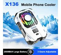 X136 Dispositivo di raffreddamento per telefono cellulare 2500mAh Batteria incorporata Display digitale Radiatore a clip posteriore a semiconduttore regolabile a 3 velocità per giochi