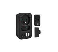 Maclean MCE249 Splitter 2 porte 2X USB-A 2X USB-C PD 20W | Ricarica rapida Centro di alimentazione Compatto protezione per bambini Divisore moderno (nero)