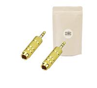 X2 Adattatore Mini Jack 3.5mm Maschio a Big Jack Jack 6.35mm Femmina Stereo Audio Connettore Minijack Gold Plate Gold Gold Auricolari Microfono Casco