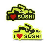 x2 Adesivi I LOVE SUSHI Sticker PVC Auto Moto Tuning Casco Lunotto JDM DUB Drift