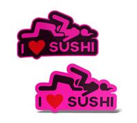 x2 Adesivi I LOVE SUSHI Sticker PVC Auto Moto Tuning Casco Lunotto JDM DUB Drift