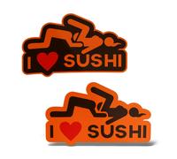 x2 Adesivi I LOVE SUSHI Sticker PVC Auto Moto Tuning Casco Lunotto JDM DUB Drift