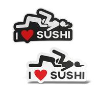 x2 Adesivi I LOVE SUSHI Sticker PVC Auto Moto Tuning Casco Lunotto JDM DUB Drift