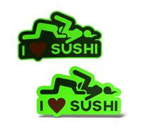 x2 Adesivi I LOVE SUSHI Sticker PVC Auto Moto Tuning Casco Lunotto JDM DUB Drift