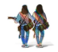 x2 Adesivi VAGABONDO Sticker Auto Moto Camper Casco Laptop Hippie Flower Power